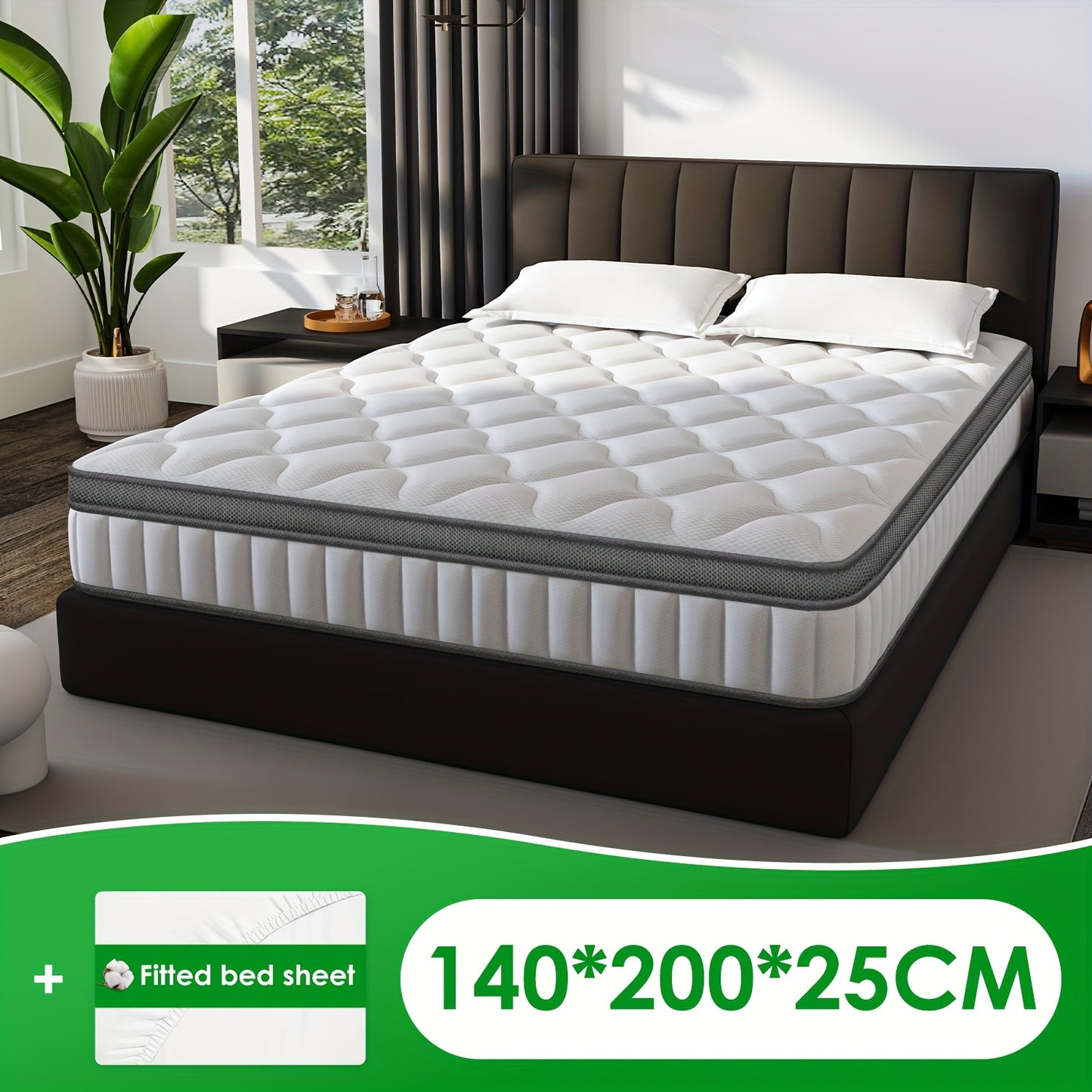Matras – Innerspring Matras – Pocketvering Matras – Hybrid Matras – Tweepersoons Matras – 90x200 cm – Pocketveren & Memory Foam – Medium tot Stevig Comfort