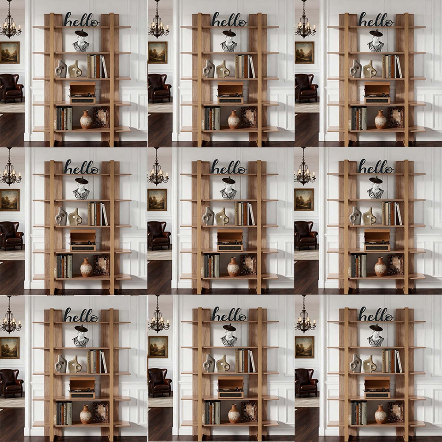 Open Boekenkast – Boekrek – Boekenplank – Boekstelling – Boekmeubel – Retro Bruin Zwart – 5 Planken – Stevig Metalen Frame