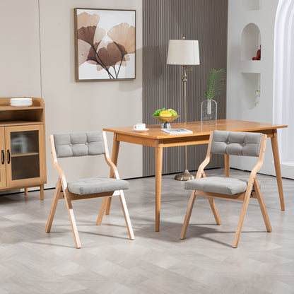 Klapstoel – Vouwstoel – Eettafelstoel – Opvouwbare Stoel – Houten Stoel – Stevig Hardhout – Comfortabel Met Grijs Kussen