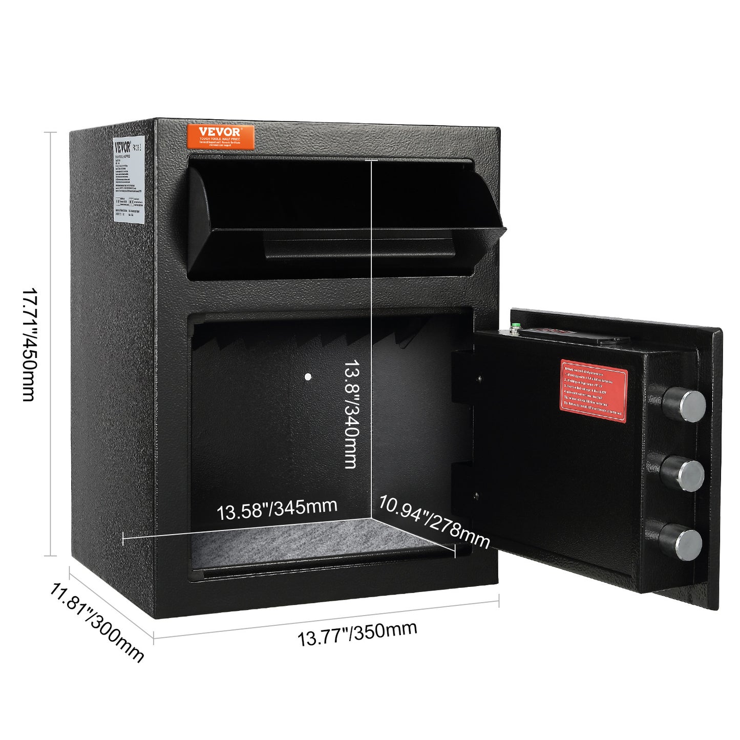 Inbouwkluis – Geldkluis – Deposito Kluis – Documentenkluis – Veiligheidskluis – 1,7 Liter Inhoud – Elektronisch Codeslot met Noodsleutel