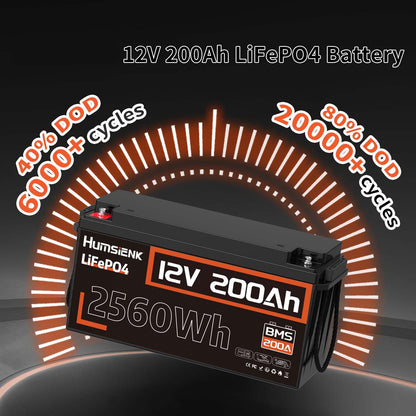 LiFePO4 Accu – Lithium Batterij – Energie Accu – Solar Accu – 12V - 200Ah - Camper Accu – Hoge Capaciteit 2560Wh – Ingebouwd 200A BMS