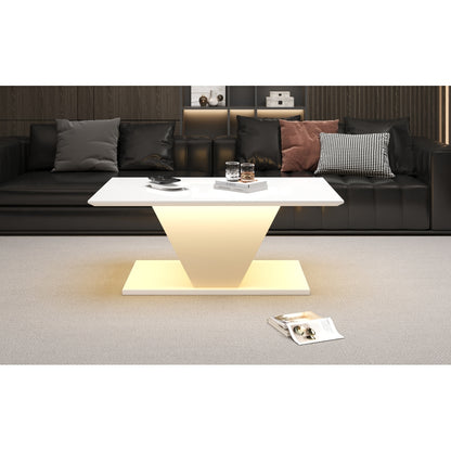 Salontafel – Koffietafel – Bijzettafel – Sofa tafel – Woonkamertafel – Wit – V-vormig Design – Compact 100x50x46 cm