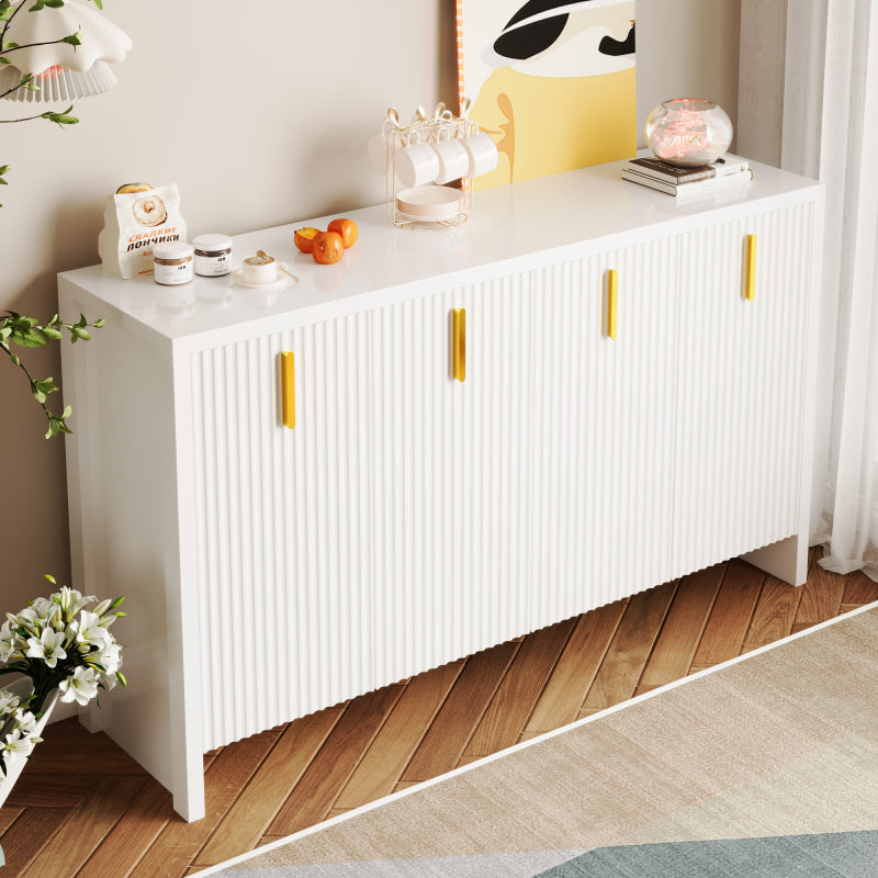 Sideboard – Buffetkast – Opbergkast – Dressoir – Kast – Wit – Spaanplaat – Verstelbare Planken – Gouden Handgrepen – 140x80x38 cm – Duurzaam & Elegant Ontwerp