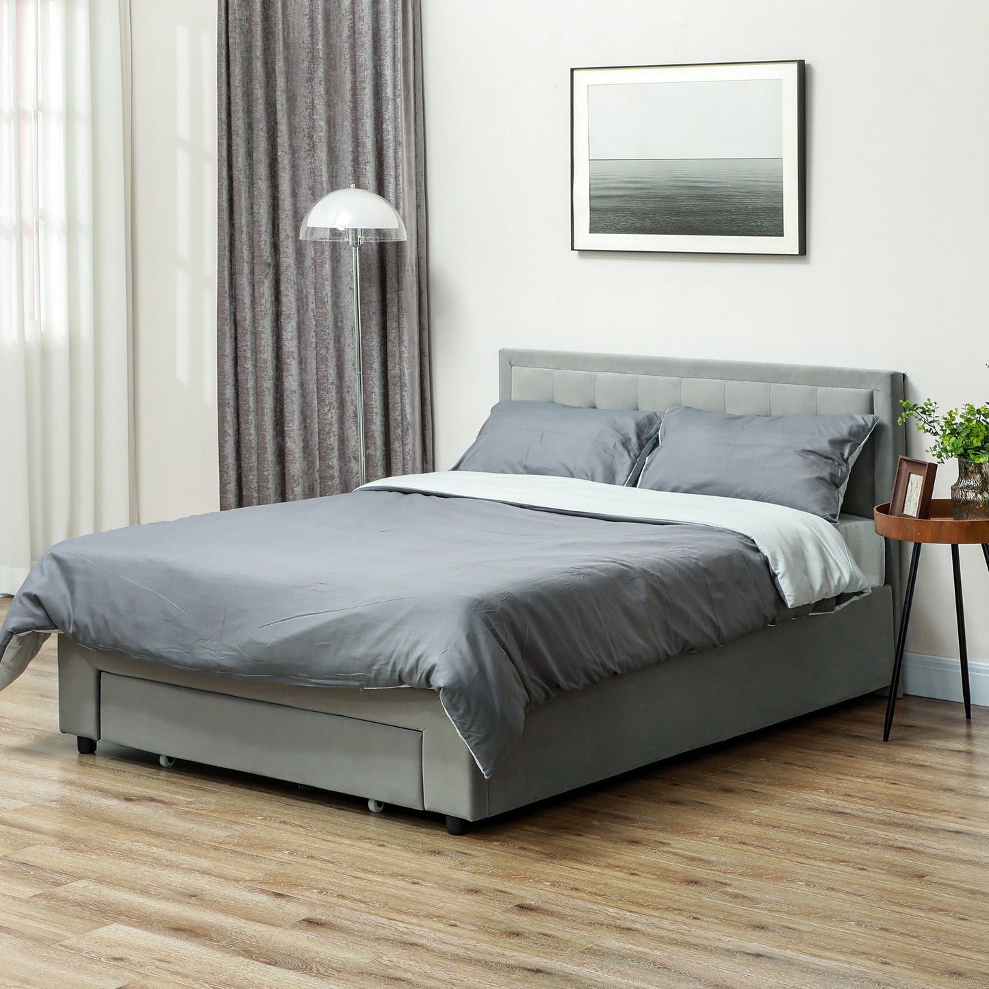 Bedframe – Tweepersoonsbed – Platformbed – Opbergbed – Bedbank – Hydraulische Lift – Verstelbaar Hoofdbord Fluweel – 140x200 cm
