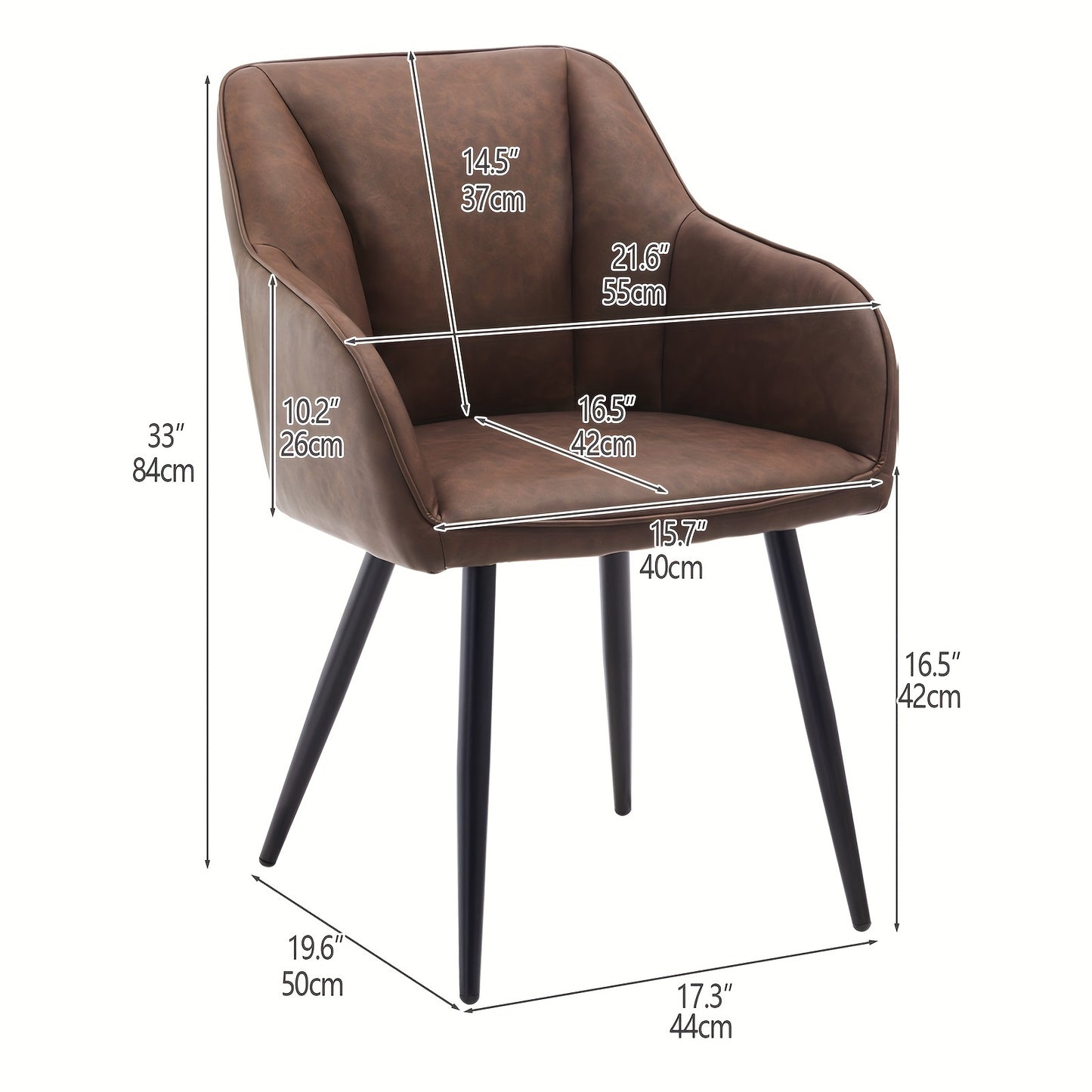 Moderne Eetkamerstoelen – Stoelen Set – Design Stoelen – Comfortabele Stoelen – Eettafel Stoelen – Memory Foam Zitting – Stevig Metaal Frame – Bruin