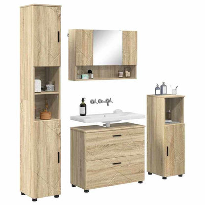 Modern Minimalist Bathroom Furniture Set, Extra Large Bathroom Furniture Set with Storage, Stable Foot Design, Suitable for Bathrooms. Bathroom Furniture Set with Drawer 4pcs Sonoma Oak 30 X 35 X 192 Cm