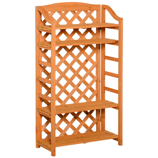 Plantenrek – Bloemenrek – Plantenstandaard – Plankrek – Plantenhouder – Verstelbare Planken – Inklapbaar Design – Voorgestreken Natuurlijk Dennenhout – Max. Draagkracht 15 kg