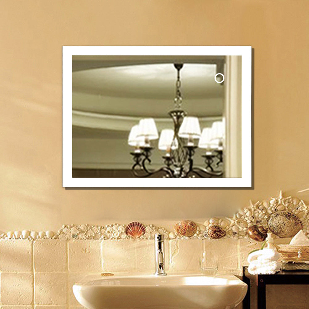 Badkamerspiegel – Wandspiegel – Makeup Spiegel – Slaapkamerspiegel – Aluminium Spiegel – Wit – 90x70 cm – Stevig Aluminium Frame – Eenvoudige Wandmontage