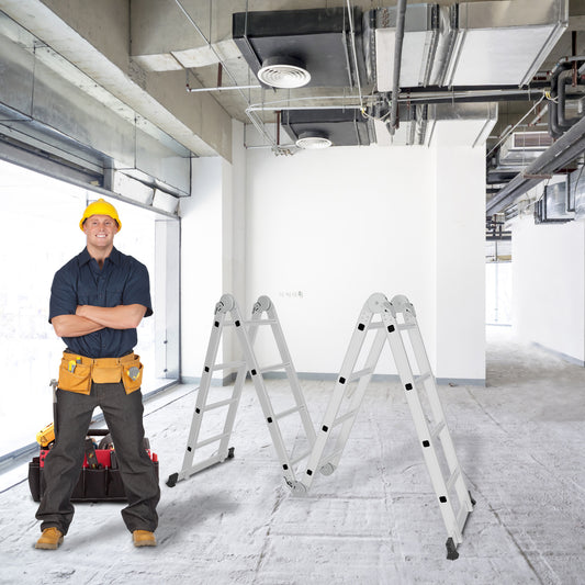 Aluminium Ladder – Opvouwbare Ladder – Vouwladder – Steiger – Werkplatform – Lichtgewicht & Veilig – Max. Draagkracht 150 kg