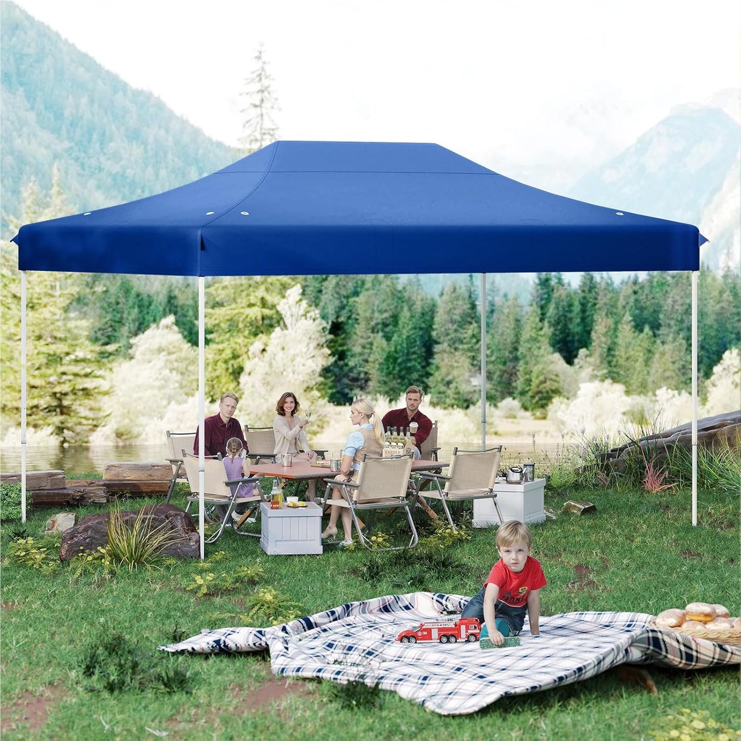 Partytent – Paviljoen – Easy-Up Tent – Vouwtent – Feesttent – 3x4,5 m – Waterafstotend Oxfordmateriaal – Verstelbare Hoogte