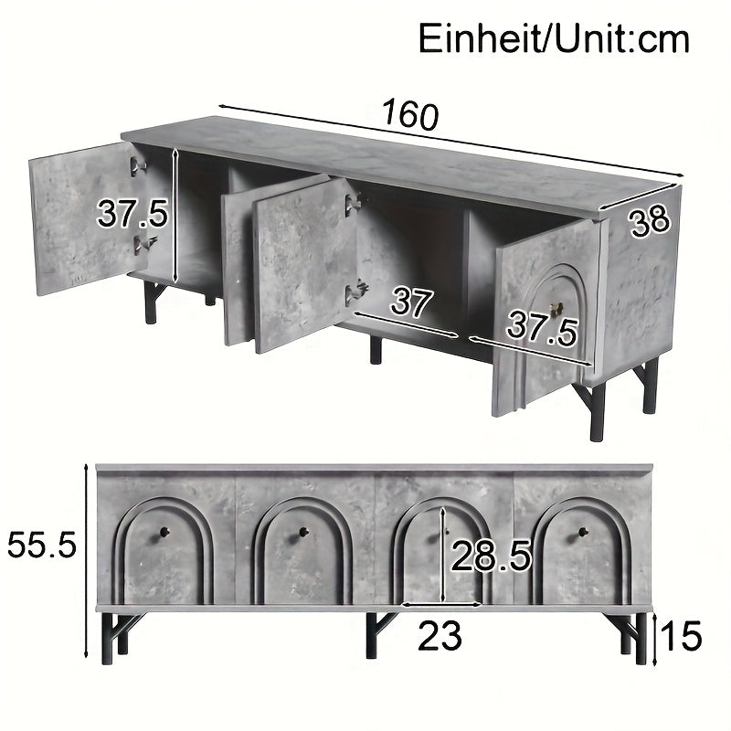 tv meubel – tv kast – tv dressoir – tv meubelen – tv meubel woonkamer – modern minimalistisch – 4 lades – stevig ontwerp – grijs