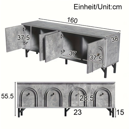 tv meubel – tv kast – tv dressoir – tv meubelen – tv meubel woonkamer – modern minimalistisch – 4 lades – stevig ontwerp – grijs