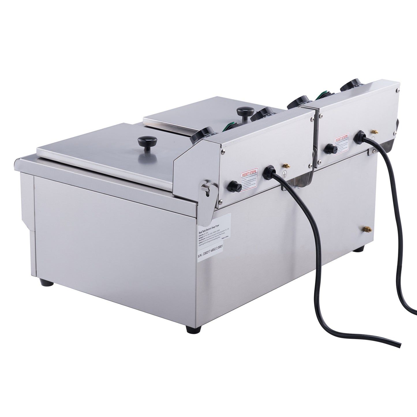 Dubbele Elektrische Friteuse – Frituurpan – Snack Friteuse – Professionele Friteuse – RVS Friteuse – 2x12 Liter – 2x3000W Verwarming – Verwijderbare Mandjes
