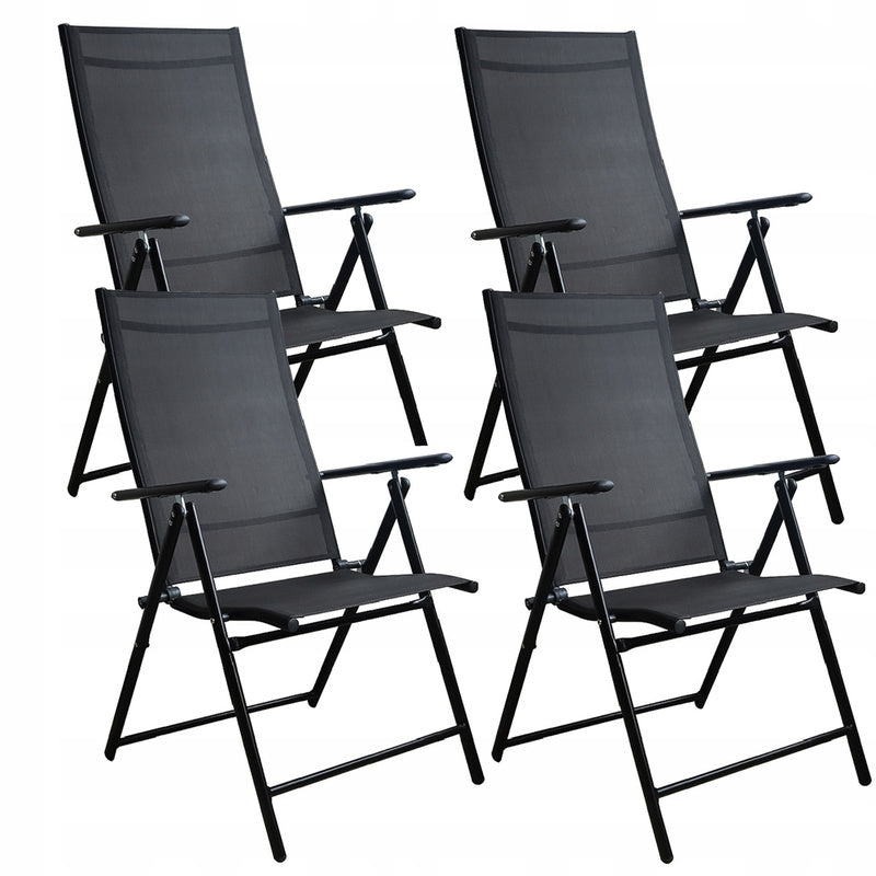 Inklapbare Tuinstoelen – Tuinstoelen – Terrasstoelen – Balkonstoelen – Strandstoelen – Set Van 4 – Aluminium Frame – Verstelbare Rugleuning