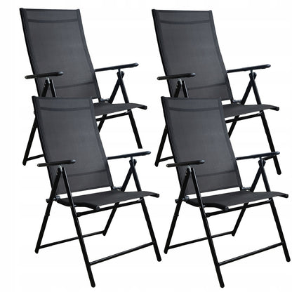 Inklapbare Tuinstoelen – Tuinstoelen – Terrasstoelen – Balkonstoelen – Strandstoelen – Set Van 4 – Aluminium Frame – Verstelbare Rugleuning
