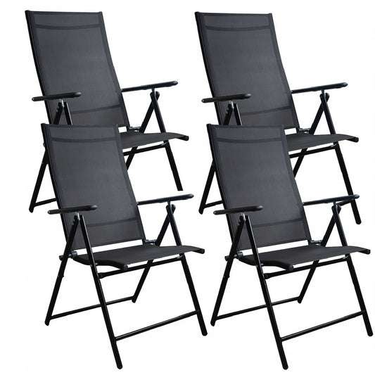 Inklapbare Tuinstoelen – Tuinstoelen – Terrasstoelen – Balkonstoelen – Strandstoelen – Set Van 4 – Aluminium Frame – Verstelbare Rugleuning