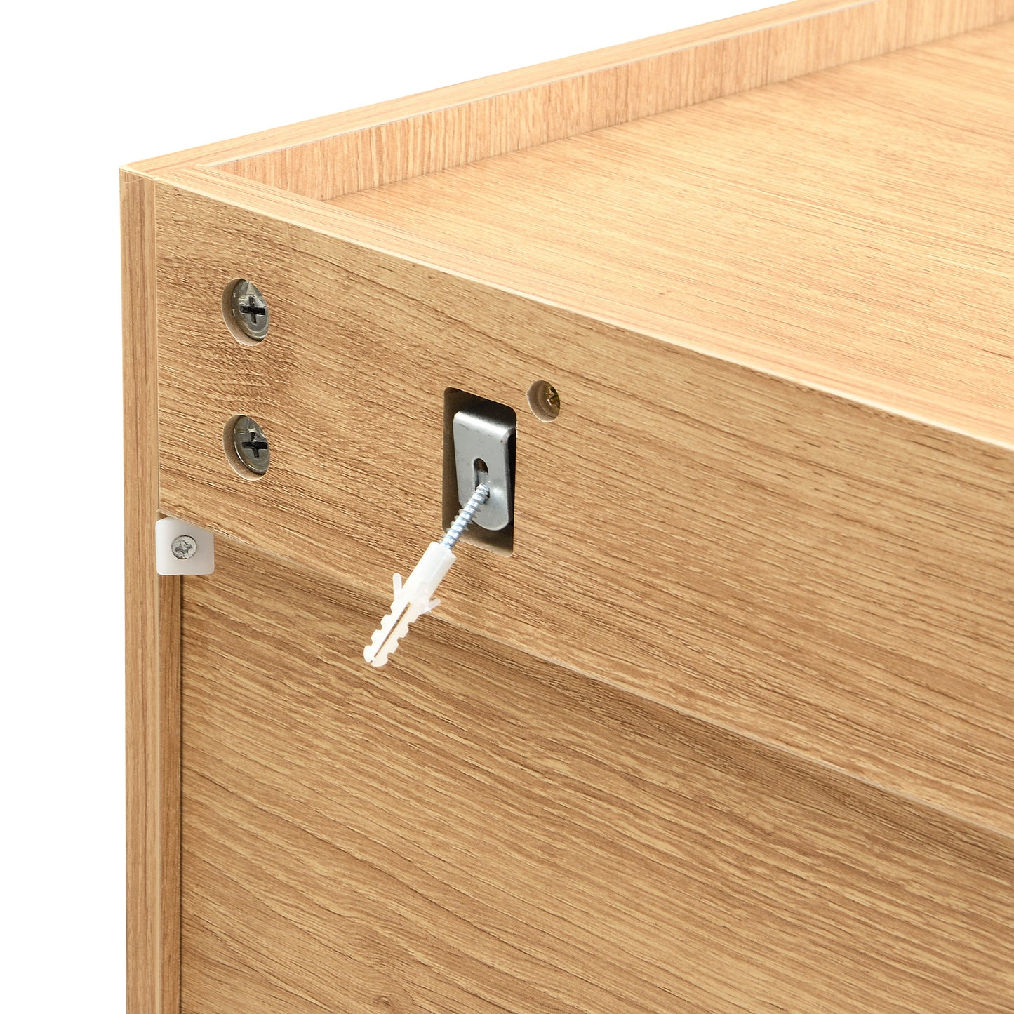 Modern Sideboard – Dressoir – Opbergkast – Wandkast – Kast – Gebogen Reliëfdeuren – Goudkleurige Metalen Poten – 140 cm – Verstelbare Planken