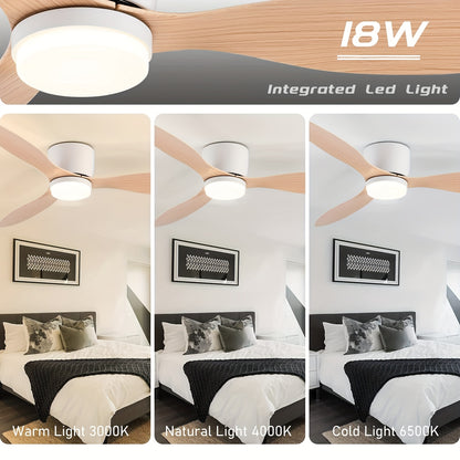 Plafondventilator – Ventilator – Plafondventilator met Licht – Sfeerverlichting – Dimbare LED Lamp – Houtkleurige Bladen – 132 cm Diameter – Afstandsbediening – 6 Snelheden – Drie Kleurtemperaturen