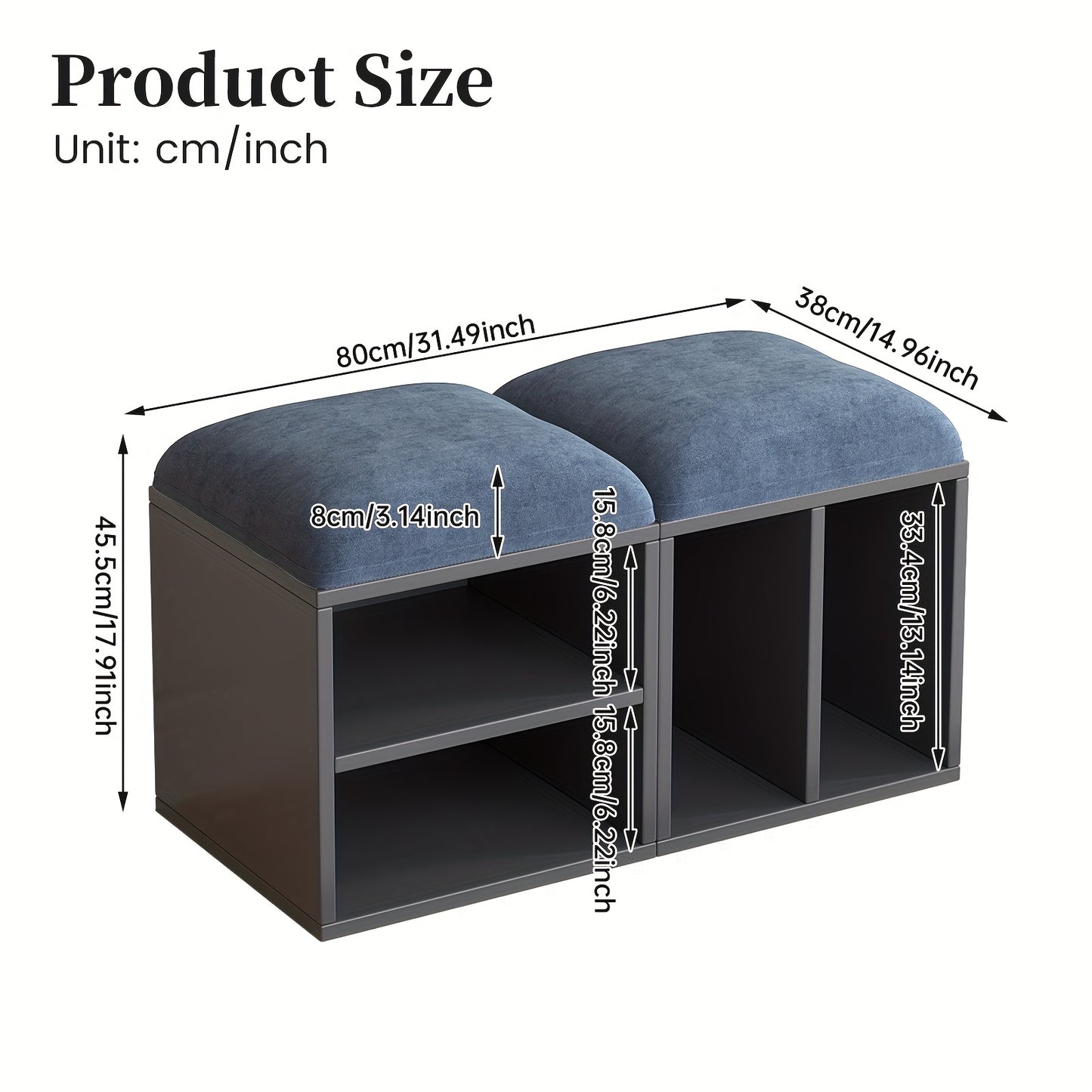 Schoenenbank – Schoenenkastje – Schoenenopberger – Schoenmeubel – Schoenenrek – Hout en Kunststof – Comfortabele Zitting – Compact & Ruimtebesparend - Grijsblauw