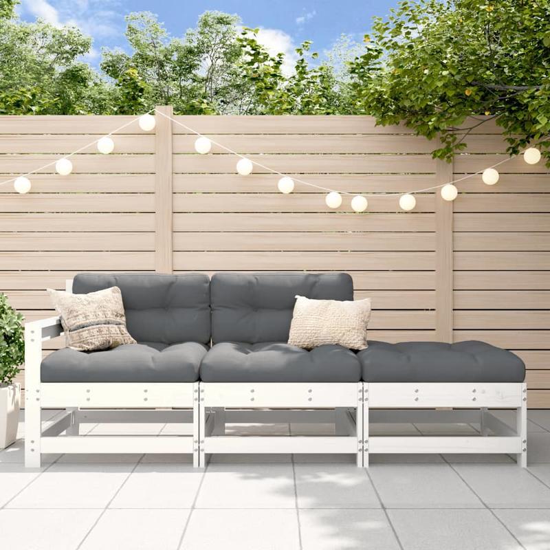 Loungebank – 3-Zits Bank – Loungeset – Tuinbank – Buitenbank – Houten Frame – Comfortabele Katoenen Kussens