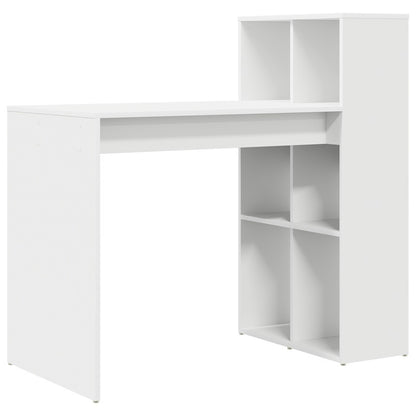 Bureau – Werkplek – Schrijftafel – Computerbureau – Studiebureau – Wit – MDF – Mid-Size – 2 Planken – Ruimtebesparend – Eenvoudige Montage