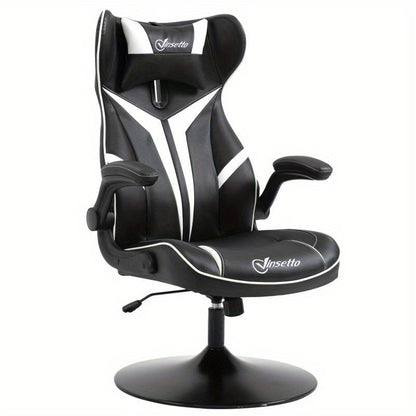 Gamingstoel – Bureaustoel – Gamestoel – Werkstoel – Ergonomische Stoel – Verstelbare Lendensteun – Ademend Mesh – Stalen Frame – Zwart Wit – Handmatig Verstelbare Rugleuning