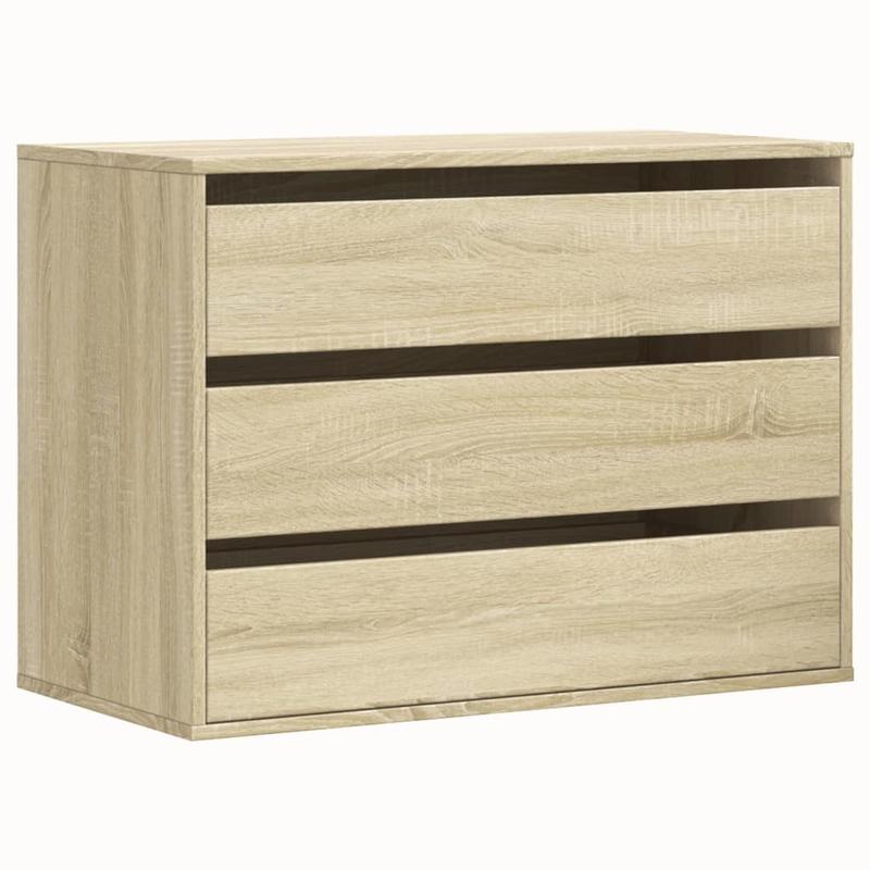 Ladekast – Dressoir – Opbergkast – Kast – Chest Of Drawers – Eikenhout – Slotbare Planken & Softclose Lades – 80x41x58 cm – Eenvoudige Montage