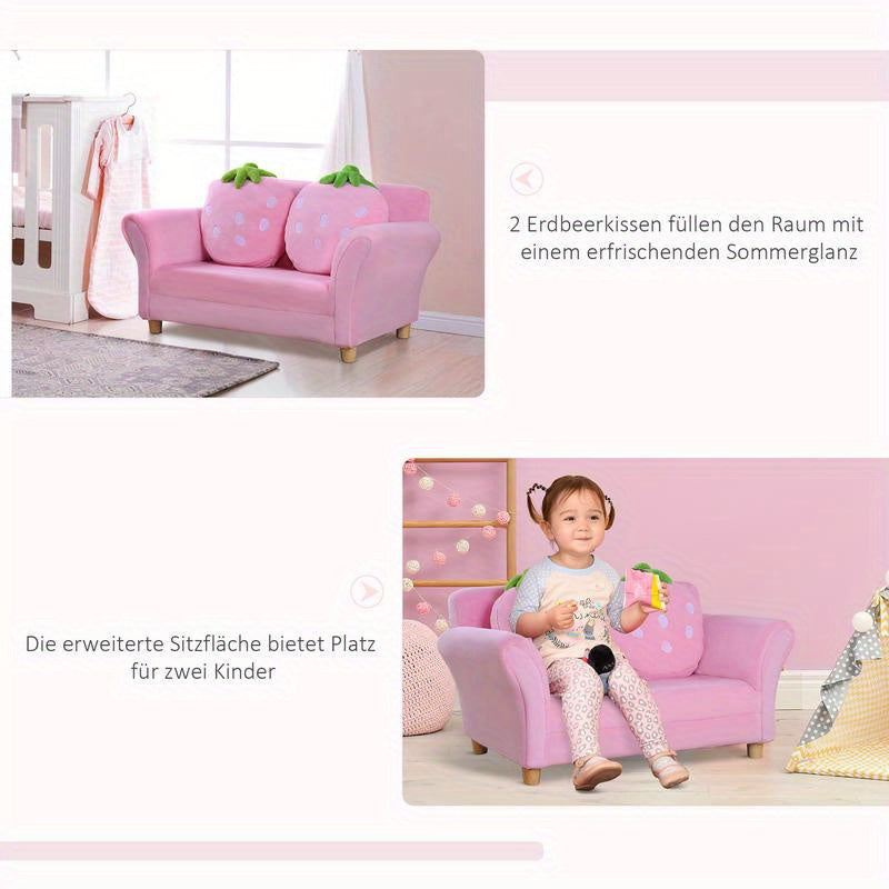Fauteuil – Zitzetel – Armstoel – Loveseat – Sofa Chair – Zacht Schuim – Stevig Frame – Aardbeienprint – Roze Wit – Multifunctioneel – Onderhoudsvriendelijk