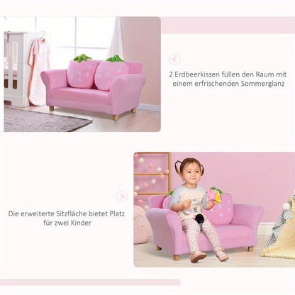 Fauteuil – Zitzetel – Armstoel – Loveseat – Sofa Chair – Zacht Schuim – Stevig Frame – Aardbeienprint – Roze Wit – Multifunctioneel – Onderhoudsvriendelijk