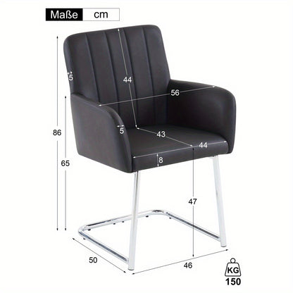 Eetkamerstoel – Stoel – Armstoel – Kuipstoel – Meubel – Kunstleder – Verticale Strepen – Herringbone Metalen Poten