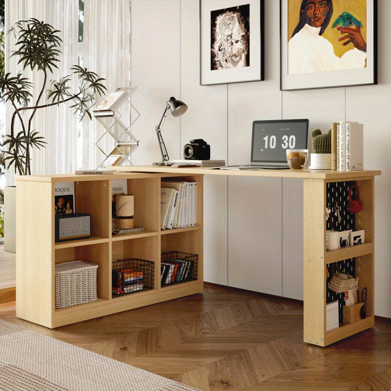 Bureau – Bureautafel – Computertafel – Werkplek – Kantoormeubel – Multifunctioneel Met 6 Opbergvakken – Robuust MDF Tafelblad 140x104x75 cm