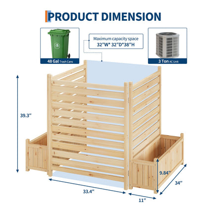 Houten Bloembak – Plantenbak – Bloempot – Tuinbak – Balkonbak – Met Privacy Scherm – Groot Formaat 55,88x101,6 cm – Duurzaam Geolied Hout