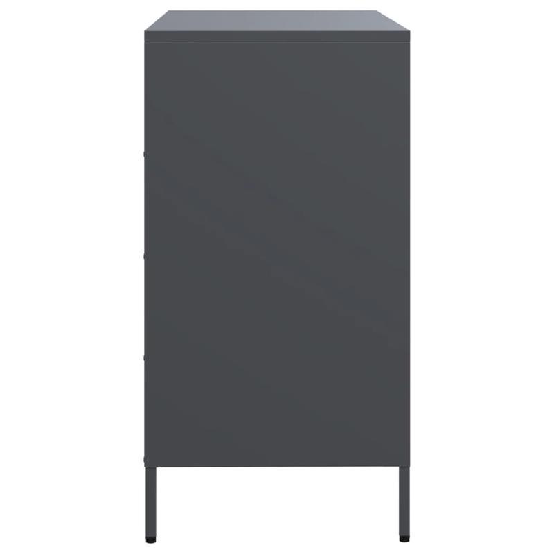 Modern Minimalist Sideboard Cabinet - Cold-Rolled Steel Construction, 3 Drawers, Heavy-Duty Storage for Living Room, Office, Dining Area - Easy Assembly Required - Anthracite Grey Finish, Living Room Storage