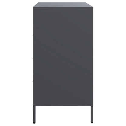Modern Minimalist Sideboard Cabinet - Cold-Rolled Steel Construction, 3 Drawers, Heavy-Duty Storage for Living Room, Office, Dining Area - Easy Assembly Required - Anthracite Grey Finish, Living Room Storage
