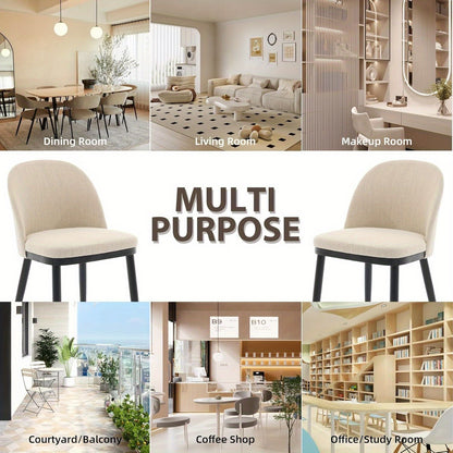 Eetkamerstoelen – Stoelen – Tuinstoelen – Keukenstoelen – Bistrostoelen – Set van 2 – Memory Foam Zitting – Beige Stofframe