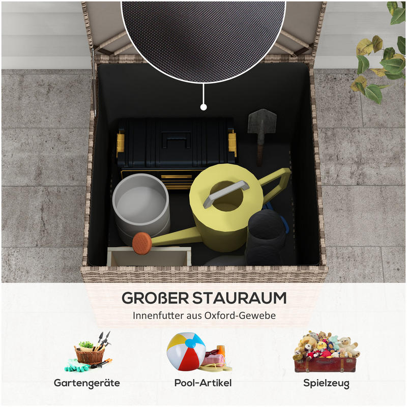 Opbergbox – Opbergkist – Opbergkrat – Opbergcontainer – Grote Zwarte Polyrattan Opbergbox – Stevig Metalen Frame – Opvouwbaar Ontwerp
