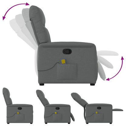Massagestoel Verstelbaar – Relaxstoel – Luxe Massagestoel – Stoffen Stoel – Donkergrijs – 6-Punts Vibratiemassage – Handmatig Verstelbaar Tot 135°