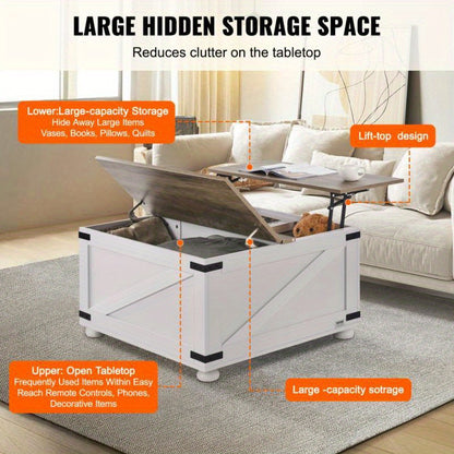 Salontafel – Woonkamertafel – Koffietafel – Bijzettafel – Tafel – Landelijk Design – Hout – Kantelbaar Liftdeksel – Opbergruimte – Compact formaat – Rustiek