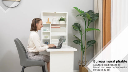 Inklapbare Wandtafel – Vouwtafel – Klaptafel – Muurbureau – Wandbureau – Space Saving Ontwerp – MDF Schoolbord Wit