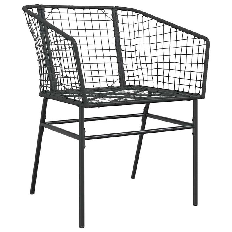 5-delige tuinset – tuintafel set – tuinmeubilair – tuinmeubels – buitentafel – zwart poly rattan – gehard glazen blad – duurzaam metalen frame