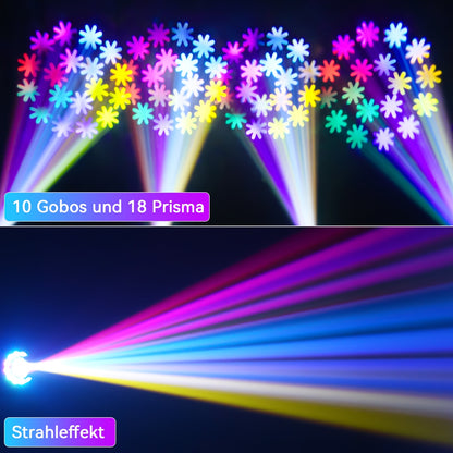 LED Moving Head – Stageverlichting – DJ Licht – Disco Spot – RGBW Beam – 4 Stuks 150W – 18 Prismatische Effecten – DMX512 & Sound Actief – Inclusief Flight Case