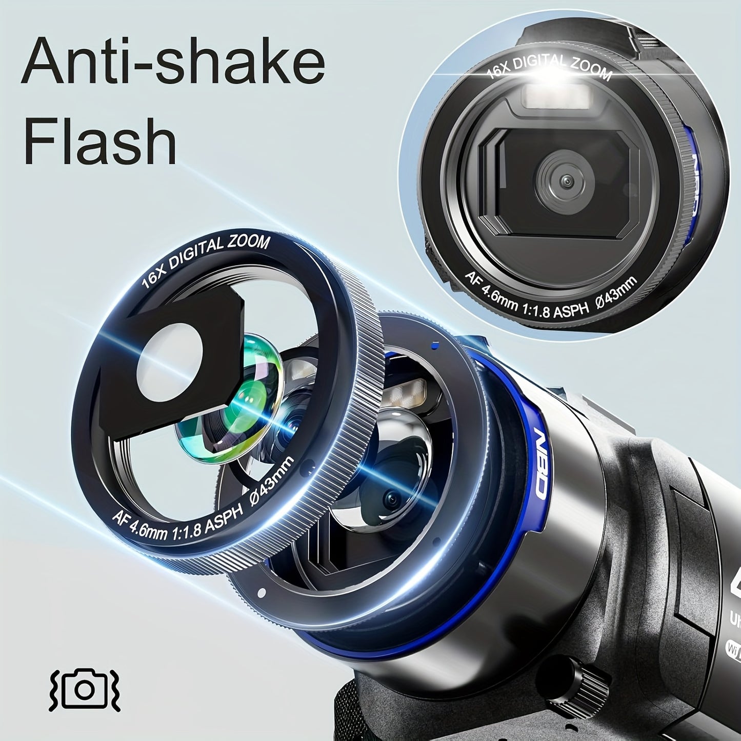 Vlogcamera – Videocamera – Compactcamera – Camcorder – Fotocamera – 4K Ultra HD Video – 48 Megapixels – Wi-Fi & App-bediening – 16x Zoom – 270° Kantelbaar IPS Scherm – Externe Microfoonaansluiting – 3x Langere Batterijduur