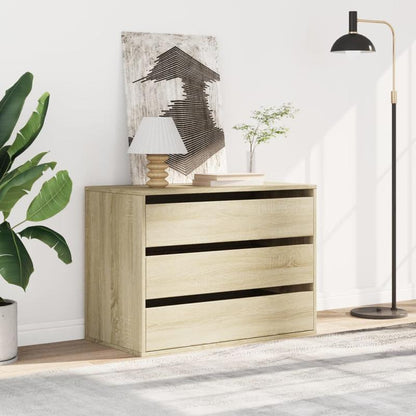 Ladekast – Dressoir – Opbergkast – Kast – Chest Of Drawers – Eikenhout – Slotbare Planken & Softclose Lades – 80x41x58 cm – Eenvoudige Montage