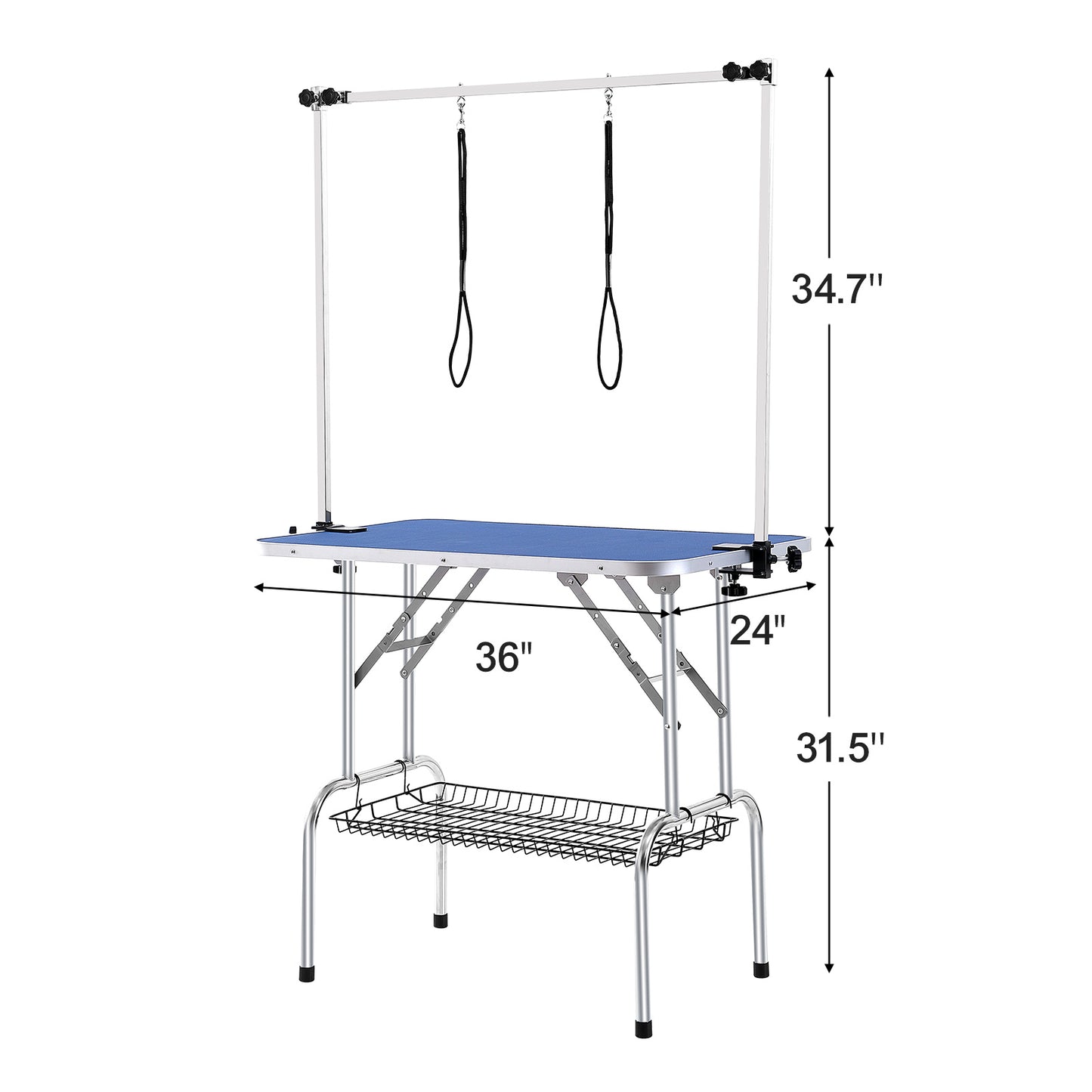 Trimtafel Hond – Grooming Tafel – Verzorgingstafel – Opvouwbare Trimbank – Honden Trimtafel Blauw – Stevige IJzeren Constructie – Maximale Draagkracht 150 kg