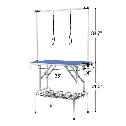 Trimtafel Hond – Grooming Tafel – Verzorgingstafel – Opvouwbare Trimbank – Honden Trimtafel Blauw – Stevige IJzeren Constructie – Maximale Draagkracht 150 kg