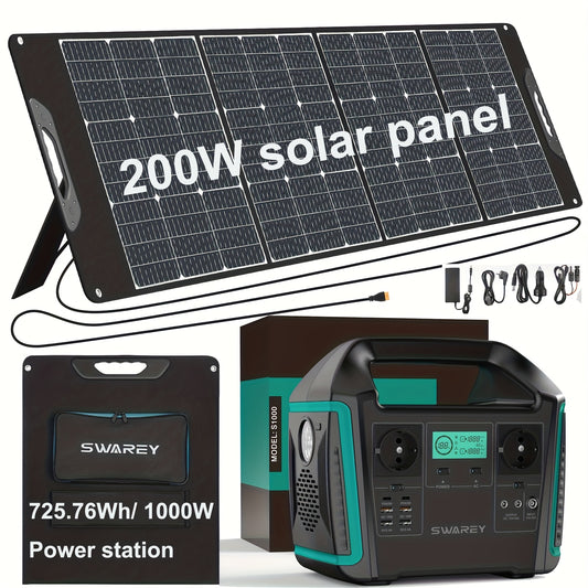 Zonnegenerator – Draagbare Powerstation – Noodstroom – Stroomgenerator – Powerbank – 1000W AC Uitgang – 725,76Wh Batterijcapaciteit - QUORE