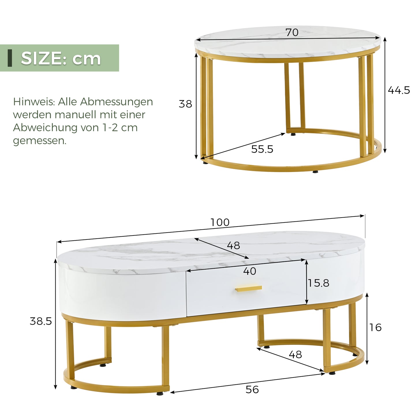 Coffee Tables 2pcs Table Frame Metal Gold, Noble Living Room Tables, Modern Set Tables