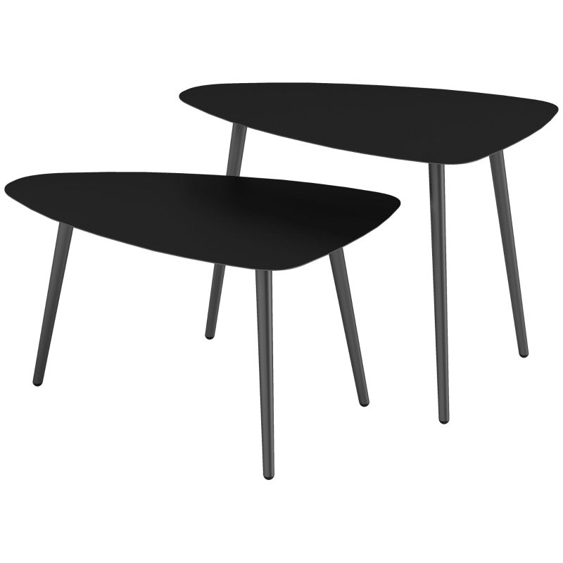Buiten Tafel Set – Tuin Bijzettafel – Balkon Tafel – Patio Meubel – Buitenmeubelen – Stalen Frame – Marmer Look Blad – Geometrisch Design – Eenvoudige Montage