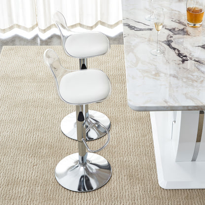 Barkrukken – Barkruk Set – Barstoelen – Keukenkrukken – Witte metalen poten – 360° Draaibaar – Verstelbare Hoogte 81,8-99 cm