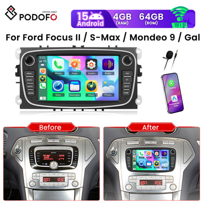 Android Autoradio – Multimedia Systeem – Navigatie Radio – Inbouw Radio – 4GB+64GB Variant – 7 Inch IPS Touchscreen – Draadloos CarPlay & Android Auto
